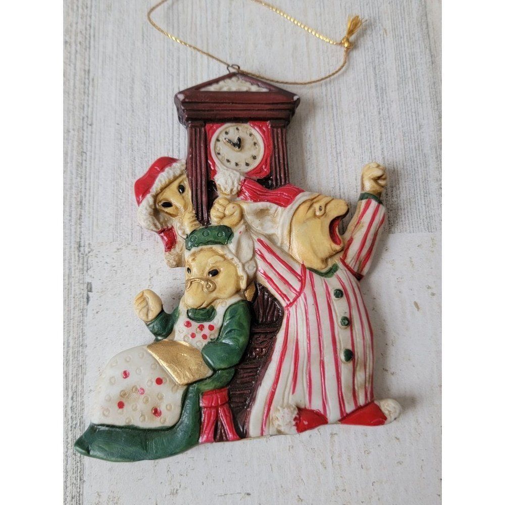 R.O.C bunny rabbit Santa clock ornament Xmas decor